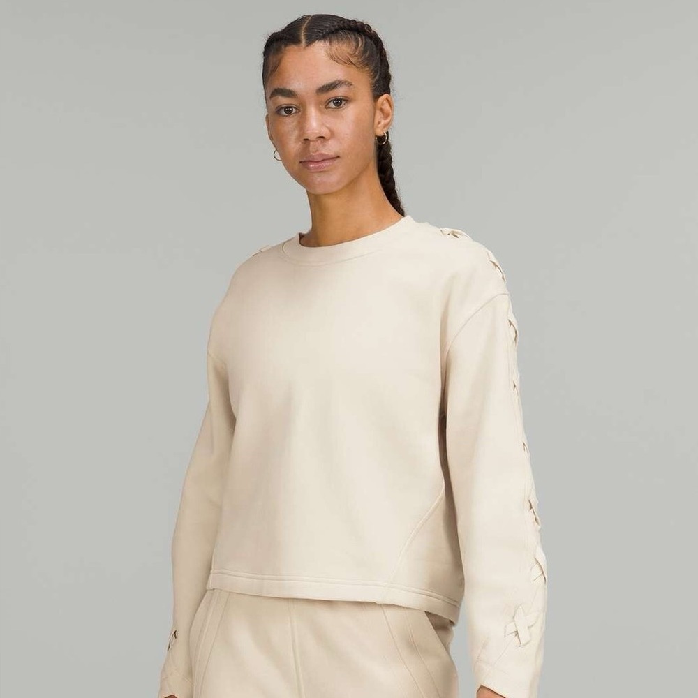 Lululemon Athletica Braided Sleeve Pullover: White Opal